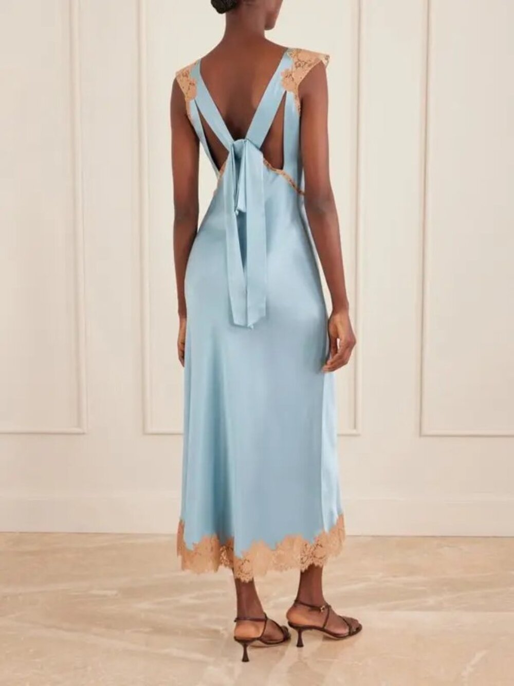 NWT [SOLD OUT] Doen Marcelle Silk & Lace Dress In Deep Aquamarine Sz XS - Picture 2 of 7